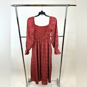 Shein Maxi Cottage Core Burgundy Dress